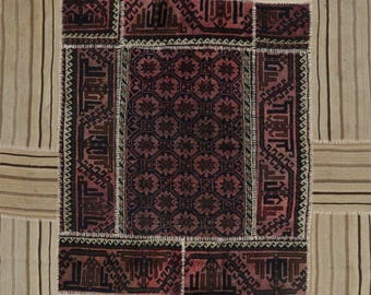 Vintage 4x5 Kilim Rug – Geometric Patchwork Wool Area Rug