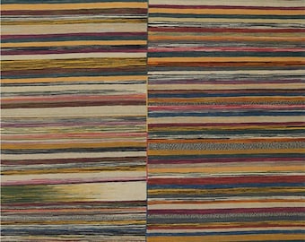 5x7 Handwoven Wool Kilim Rug: Striped Boho Modern Area Rug