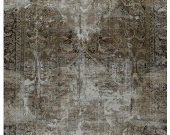 8x11 Vintage Mahal Wool Rug – Hand-Knotted Beige Brown Geometric One of a Kind Area Rug