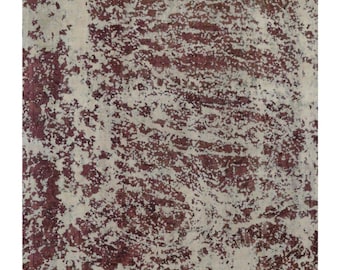 Vintage Overdyed Wool Rug 8x13 – Hand-Knotted Distressed Beige Burgundy One of a Kind Area Rug