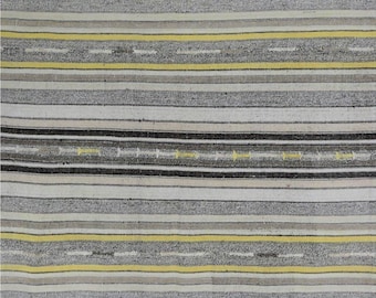 6x6 Square Vintage Kilim Rug Handwoven Wool Flatweave Striped Design — One-of-a-kind statement piece