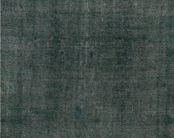 Vintage Overdyed Wool Rug 9x10 – Hand-Knotted Forest Green Teal One of a Kind Area Rug
