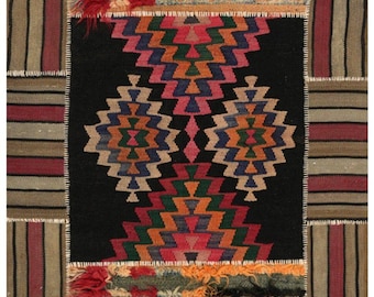 Vintage Patchwork Kilim Wool Rug – Geometric Artisan Rug (4x5)
