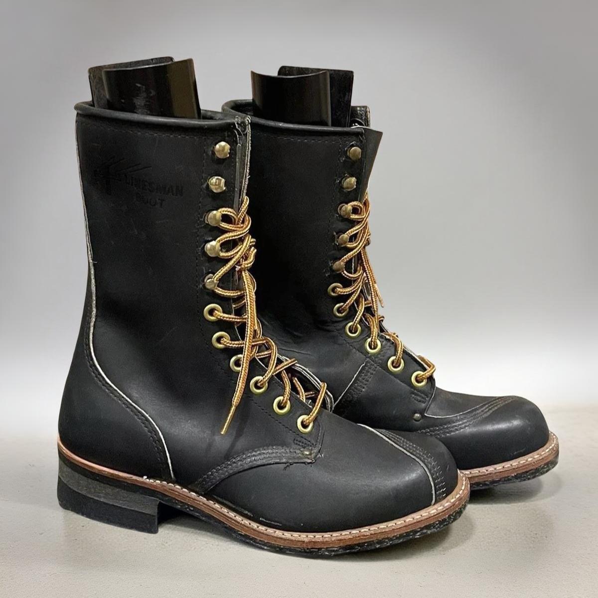 Red Wing Shoes Black Leather Lace-Up Boots with Tan Welt and Yellow Laces Introducing the new Traction Tred Lite color! It main image 4