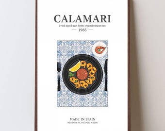 Calamari Art Print: Vintage Mediterranean Kitchen Decor (Digital Download)