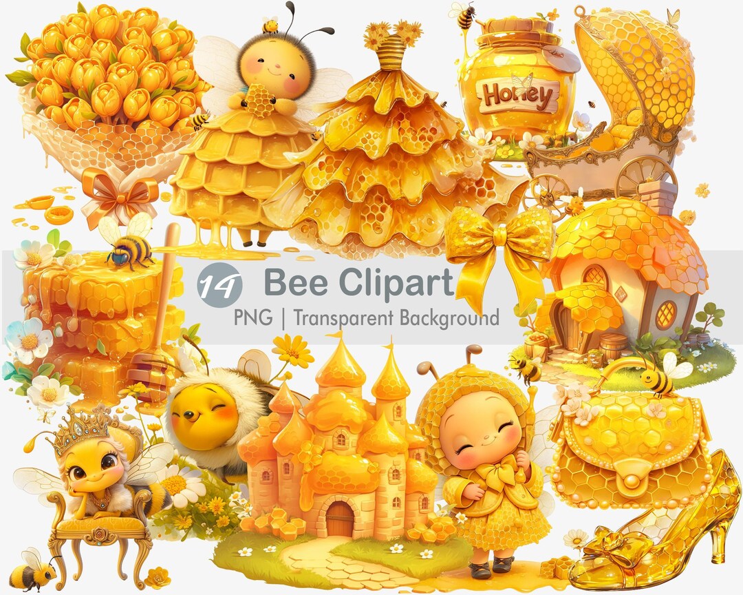 Bees Clipart, Bee Princess PNG, Bee Castle, Honey Bee, Printable ...