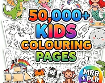 50,000+ Coloring Pages Bundle, Kids and Adults, PLR/MRR Rights pdf, svg, Gift