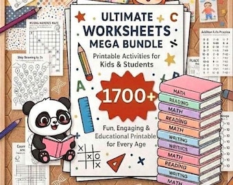 1700+ Kindergarten and 1st Grade Worksheets | Math & Reading Learning Activities | Mega Workbook Bundle | Homeschool Printable