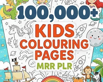 100,000+ Coloring Pages Bundle, Kids and Adults, PLR/MRR Rights pdf, svg,  Gift