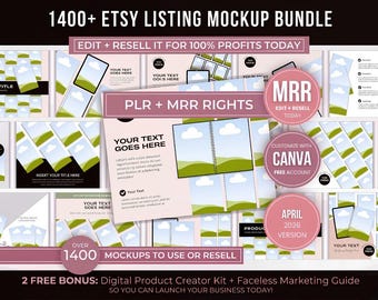 1400+ Etsy Listing Mockup Templates Bundle for Digital Products,Editable Canva Mockups for Etsy Listing, Etsy Product Image Mockup Templates