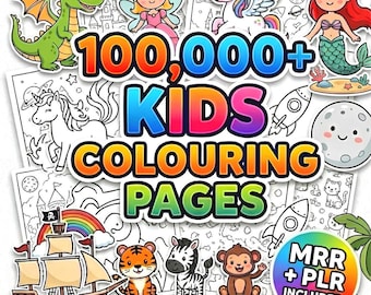 100,000+ Coloring Pages Bundle, Kids and Adults, PLR/MRR Rights pdf, svg, Gift