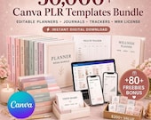 50,000+ Unlimited Canva Templates Bundle | Editable Planners, Journals & Trackers | PLR MRR Digital Products