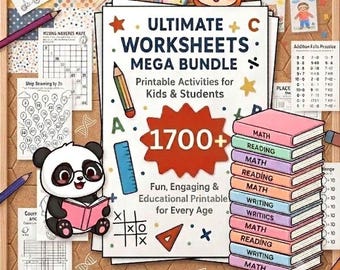 Kindergarten & 1st Grade Mega Workbook – 1700+ Math and Reading Activities
