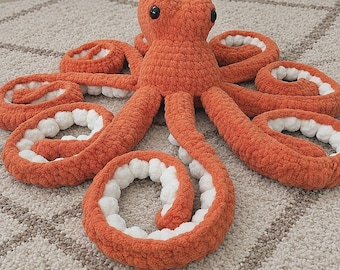 Giant Octopus Amigurumi Crochet Pattern | Cute Plush Toy, Snuggle Buddy, Bulky Yarn Pattern, Home Decor & Handmade Gift, Halloween