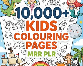 10,000+ Coloring Pages Mega Bundle PLR Kids & Adults, Gift