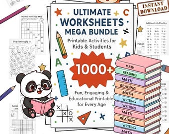 Kindergarten & 1st Grade Mega Workbook – 1000+ Math and Reading Activities