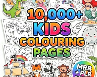 10,000+ Coloring Pages Mega Bundle PLR Kids & Adults, Gift