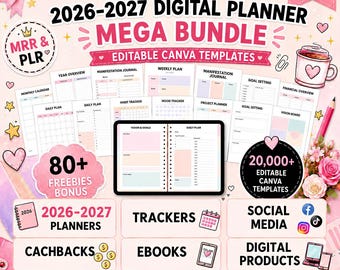 20,000+ Digital Planner Bundle 2026–2028 | Canva Templates | GoodNotes Notability, Daily Weekly Journal MRR