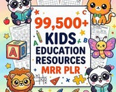 99500+ Kids Learning Bundle Coloring Pages Worksheets Activities PLR MRR Rights Digital Download Printables, Gift