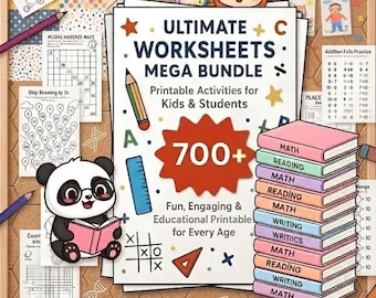 1000+ Kindergarten and 1st Grade Worksheets | Math & Reading Learning Activities | Mega Workbook Bundle | Homeschool Printable