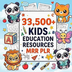 Paquete de aprendizaje para niños / Más de 33 500 páginas imprimibles / Derechos PLR y MRR / Descarga digital, regalo