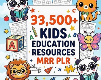 Kids Learning Mega Bundle | 33,500+ Printable Pages | PLR & MRR Rights | Digital Download, Gift
