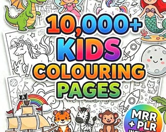 10,000+ Coloring Pages Bundle, Kids and Adults, PLR/MRR Rights pdf, svg, Gift