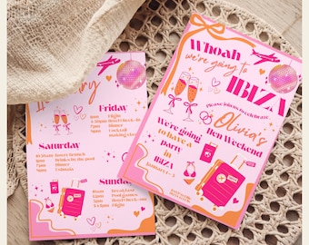 Ibiza Hen Party Invitation & Itinerary Template | Woah We're Going to Ibiza Theme |  Bachelorette Weekend Invite | Hen Do Instant Download