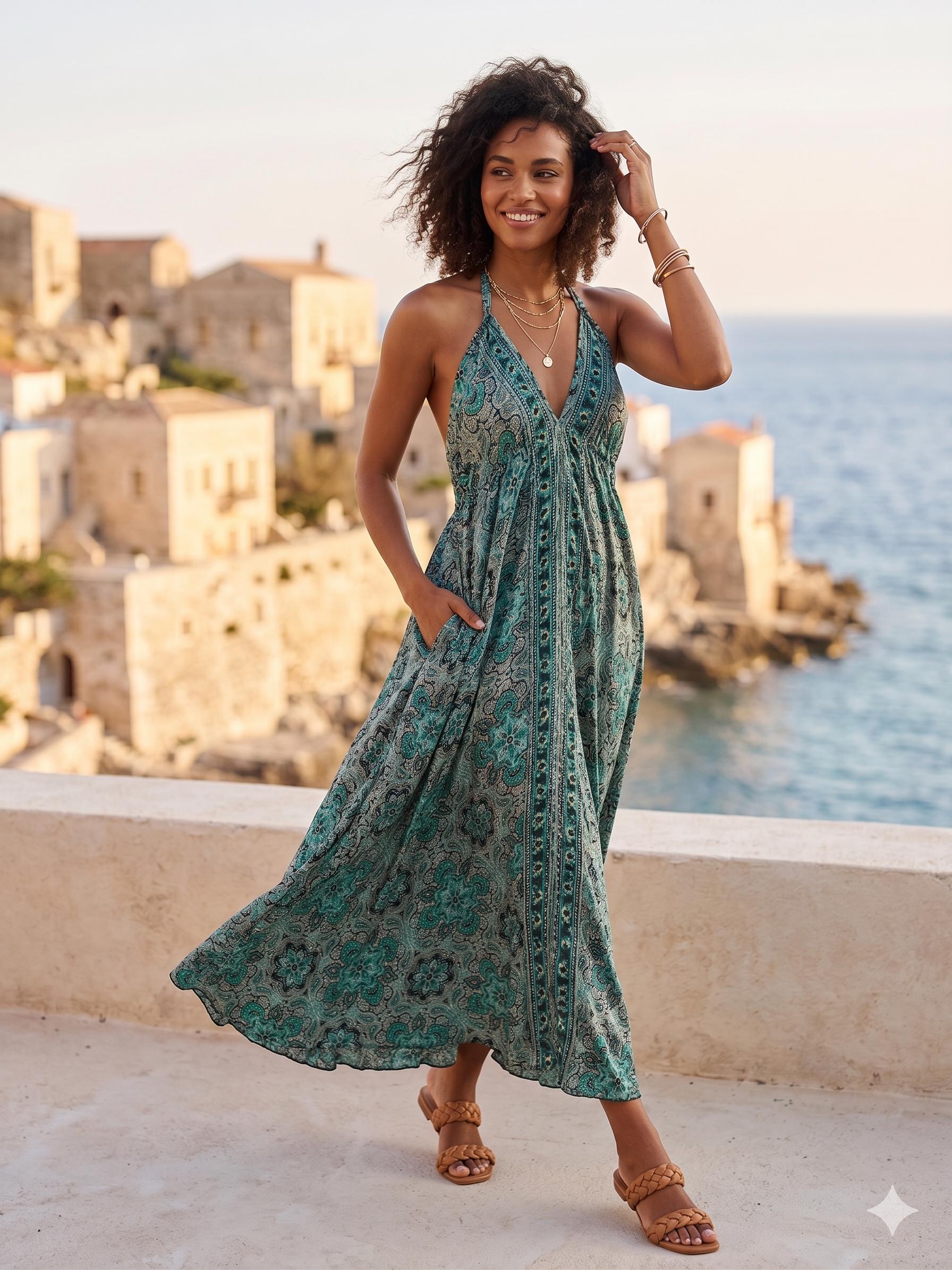Emerald Green Halter Dress - Etsy