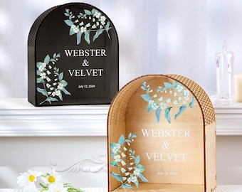 Personalized Wedding Card Box with Acrylic Print, Wooden Memory Box for Cards & Gifts, Custom Wedding Gift for Couple, Reception Box