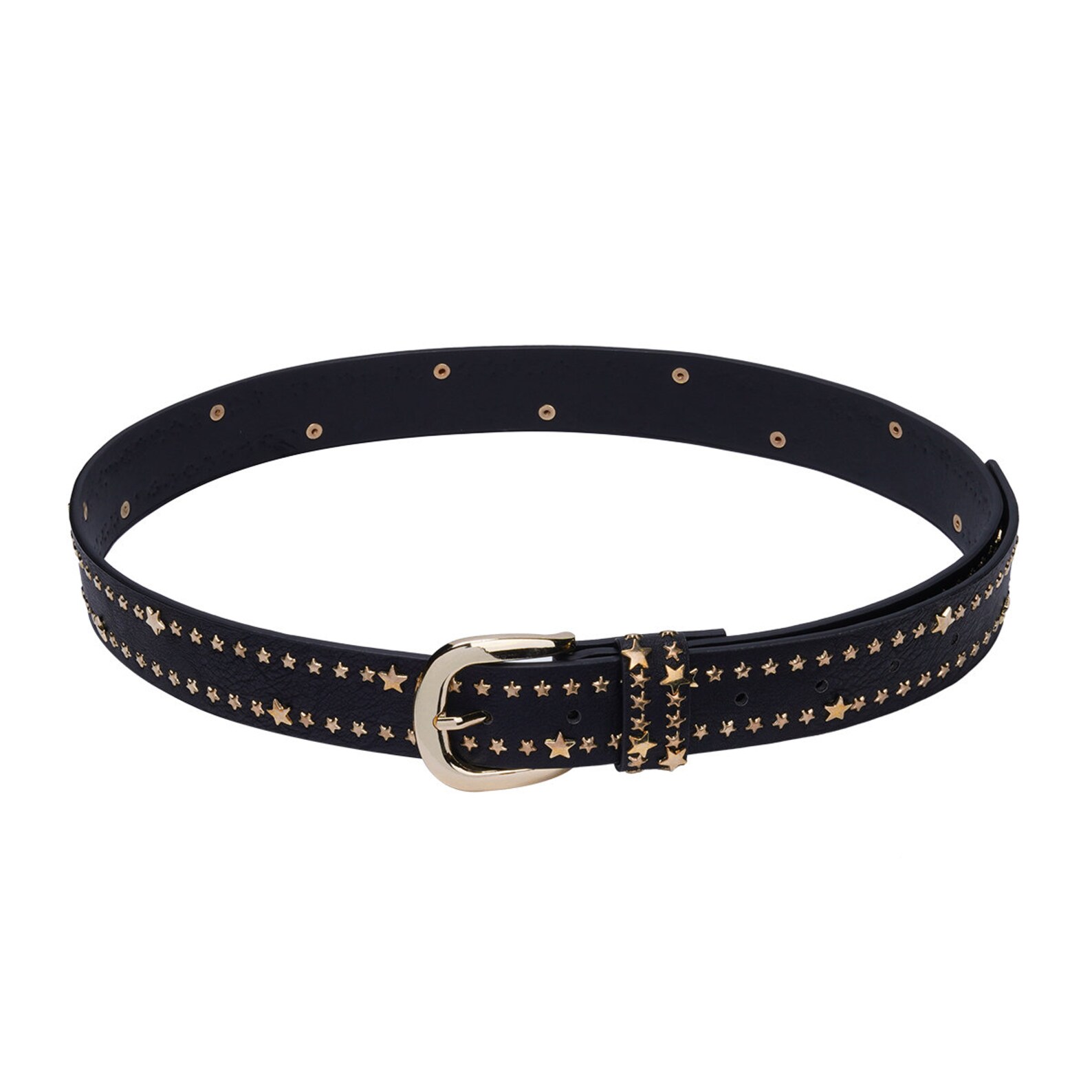 Y2k Black Grommet Belt Gothic Punk Stars Metal Belt Woman Etsy