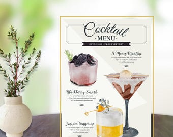 Editable Bar Menu Template: Modern Wedding Drink Sign (Canva Digital Download)