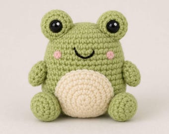 Little Frog Crochet Pattern PDF – Amigurumi Toy, Kawaii Toad Plush, Frog Keychain Tutorial