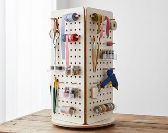 DIY Rotating Pegboard Plan | 360 Spinning Tool Organizer PDF | Garage Storage, Craft Room Organizer, Workshop Display Stand Plans