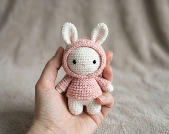 Baby Bunny in Hoodie Crochet Pattern Easy Amigurumi Plush PDF | Instant Download