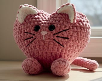 Heart Cat and Bunny Crochet Pdf Pattern - How to Crochet Heart Plush Amigurumi - Easy Crochet Valentine Gift for Lover - Love Amigurumi
