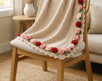 Rose Flower Bouquet Blanket Crochet Pattern PDF – Romantic Handmade Mother's Day Crochet