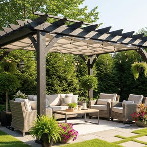 12x16 DIY Pergola Plans – Modern Backyard Patio Cover, Garden Shade Structure, Woodworking Project PDF with Cut List, Instant Download