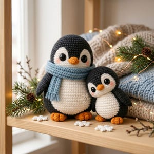Häkel-Pinguin Familie Muster PDF - Amigurumi Pinguin Mama und Baby Set, kein Häkel-Plüschtier, Anfängeranleitung