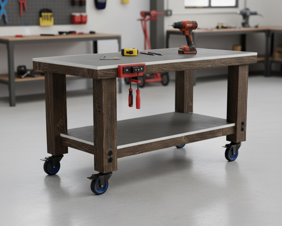 DIY Workbench Plans PDF | 2x4 Woodworking Bench Design | Rolling Mobile ...