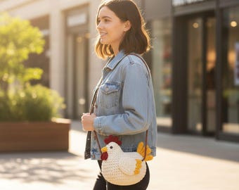 Crochet Chicken Bag Pattern Easy Hen Purse No Sew Farm Amigurumi PDF
