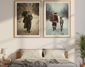 Christmas Decor Vintage Winter Wall Art Farmhouse Print Neutral Holiday Festive Home Downloadable Art