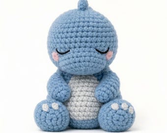 Sleepy Baby Dino Crochet Pattern PDF – No Sew Amigurumi Dinosaur, Chubby Plush Toy, Easy Crochet Tutorial