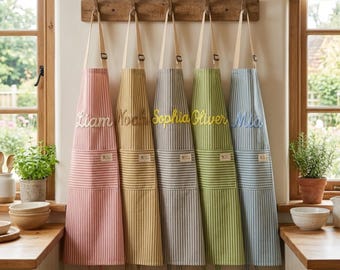 Gepersonaliseerd kookschort met zakje – Keukenschort op maat, cadeau voor mama, cadeau voor haar, kookcadeau