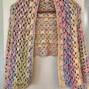 Lentegehaakte pastel wrap – elegante, lichtgewicht sjaal voor de paaskerk, handgemaakte gebedssjaal cadeau voor vrouwen, zachte premium acrylmix