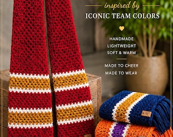 Custom Game Day Scarf Inspired by Iconic Team Colors | Handmade Crochet Stadium Wrap | Luxury Football Gift | Made to Order