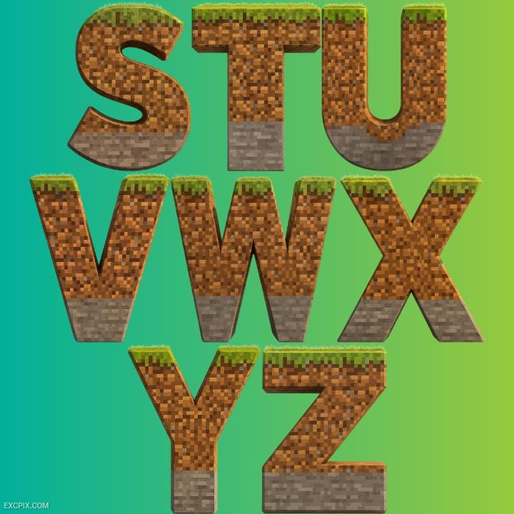 Riley Minecraft Letters Minecraft Style Block Font Alphabet Clipart AβZ With Numbers 0β9, Pixel ...