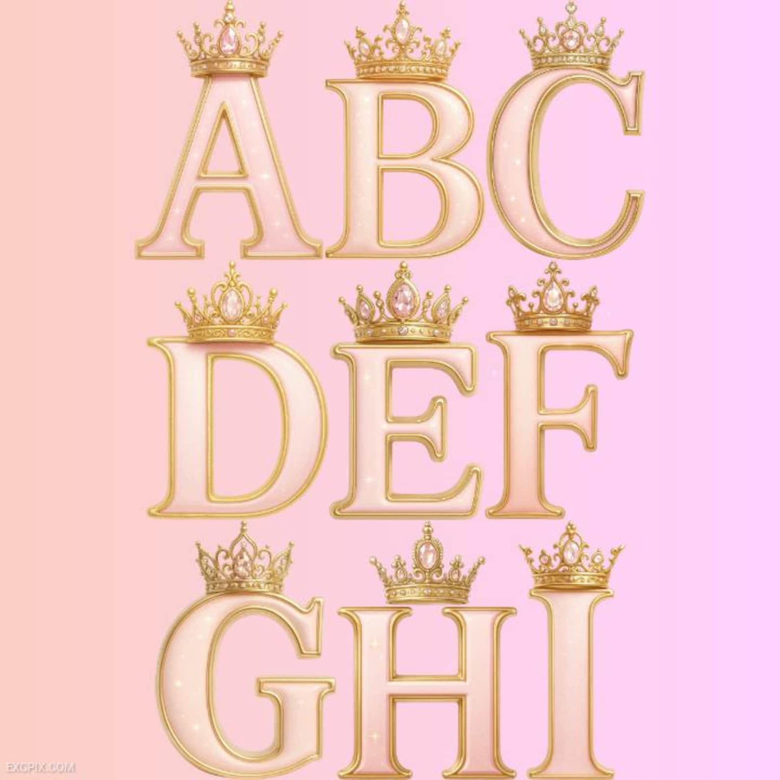 Princess Alphabet Clipart Letters Numbers PNG Digital 36 PNG Bundle ...