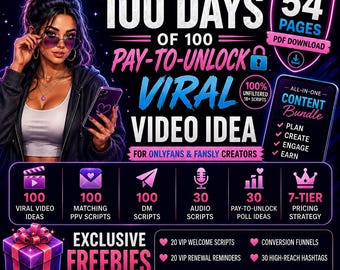 Pomysły na niesfiltrowane filmy OnlyFans · 100 scenariuszy wideo → Kalendarz 100-dniowych treści wirusowych z napisami audio do wiadomości prywatnych | Pakiet Fansly Solo Girl dla dorosłych 2027