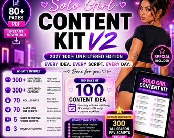 OnlyFans Solo Girl Content Kit 2027 | PPV Scripts Caption Pack Roleplay Video Ideas | Fansly Content Planner Adult DM Sexting Scripts Bundle